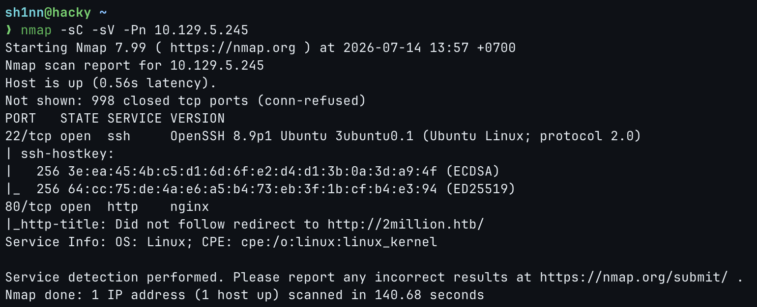 Nmap service and version scan