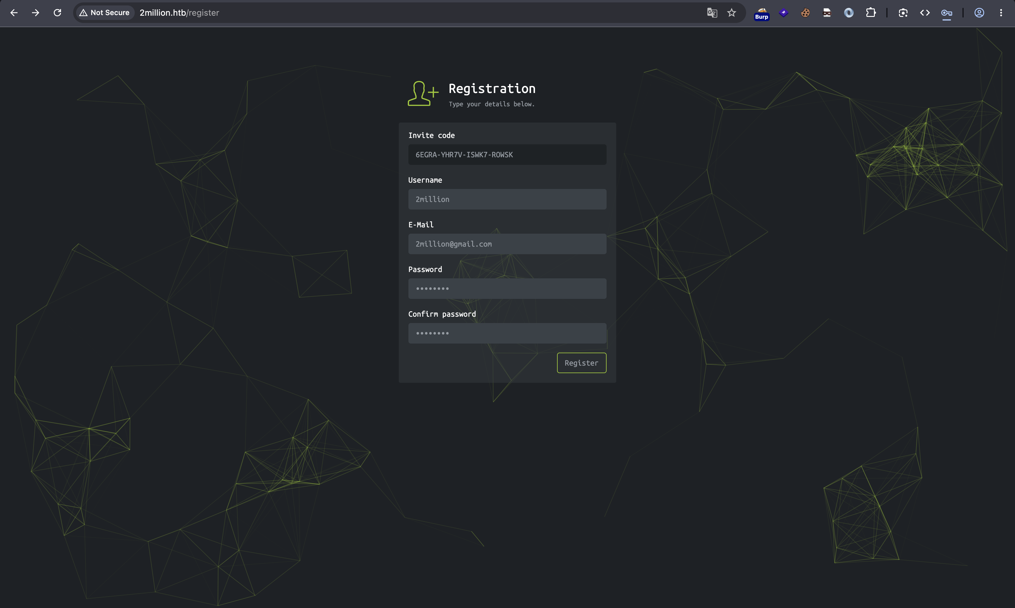 TwoMillion account registration
