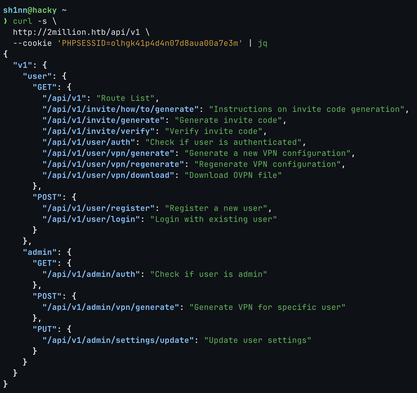 API v1 route listing