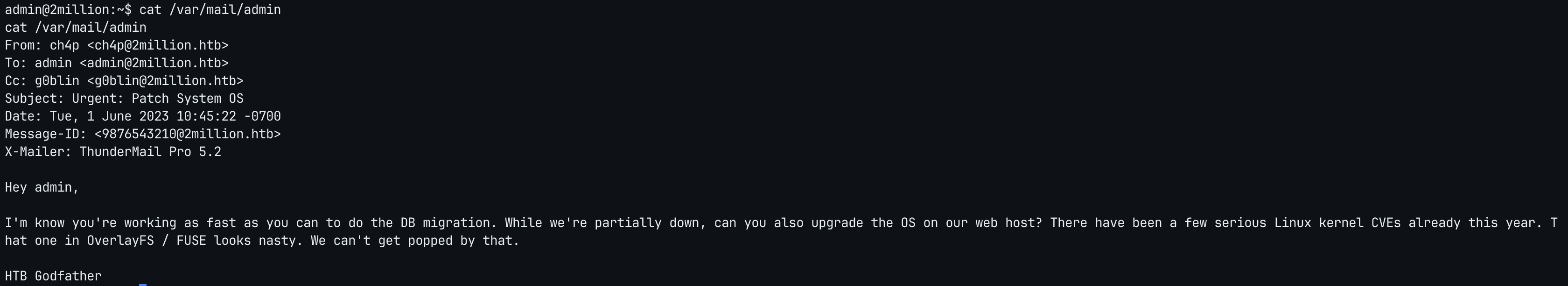 Local mail hinting at an OverlayFS and FUSE vulnerability